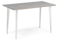 Стол деревянный Денвер Лофт 120 25 мм бетон / белый матовый фото Стол деревянный Денвер Лофт 120 25 мм бетон / белый матовый. Фото №1