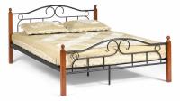 Кровать AT-808 Wood slat base дерево гевея/металл, 160*200 см (Queen bed), красный дуб/черный фото Кровать AT-808 Wood slat base дерево гевея/металл, 160*200 см (Queen bed), красный дуб/черный. Фото №1