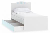Кровать Лилу Птички НМ 041.07 М + ящик для кровати, Белый/Голубой (эмаль), Фанера, п/м