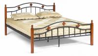 Кровать AT-126 Wood slat base дерево гевея/металл, 160*200 см (Queen bed), красный дуб/черный фото Кровать AT-126 Wood slat base дерево гевея/металл, 160*200 см (Queen bed), красный дуб/черный. Фото №1