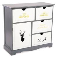 Комод с четырьмя ящиками и дверцей Серый / Ящики, дверца - белый