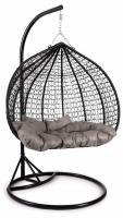 Кресло подвесное (mod. SC-007) с подушкой Металл/Искусственный ротанг, стойка:137х115х200м корзина:137х72х124см, стойка:черный,корзина:черны