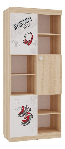 Энерджи Стеллаж дуб сонома/белый. Фото №1