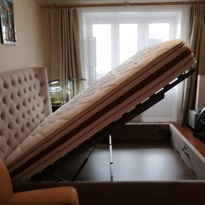 Кровать 1726 BEIGE бежевая с ящиком для белья. Фото №3