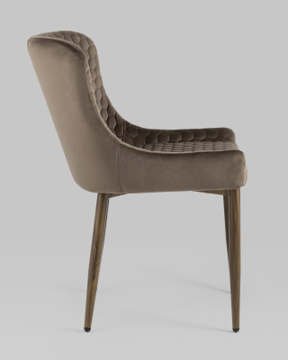 Стул Ститч Хани велюр коричневый ножки дерево. Фото