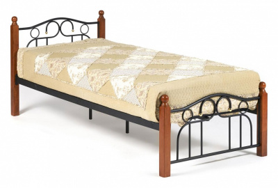 Кровать AT-808 Wood slat base дерево гевея/металл, 90*200 см (Single bed), красный дуб/черный фото Кровать AT-808 Wood slat base дерево гевея/металл, 90*200 см (Single bed), красный дуб/черный. Фото №2