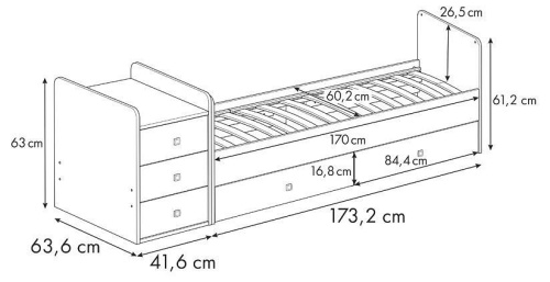 Кровать-трансформер Polini Kids Simple, белый. Фото №6