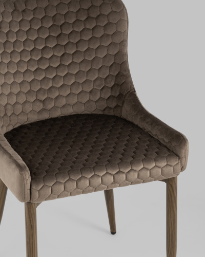 Стул Ститч Хани велюр коричневый ножки дерево фото Стул Ститч Хани велюр коричневый ножки дерево. Фото №9