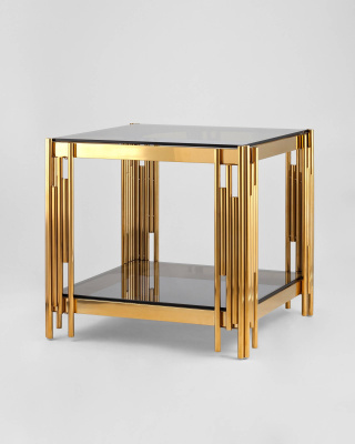 Журнальный столик 55*55 ГЭТСБИ золото стекло smoke фото Журнальный столик 55*55 ГЭТСБИ золото стекло smoke. Фото №3