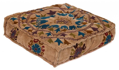 Модуль мягкий Secret De Maison RADJA (mod. MA-108) cotton canvas sujani, 80х80х20см, желтый с цветами. Фото №1