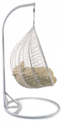Кресло подвесное (mod. SC-007) с подушкой Металл/Искусственный ротанг, стойка:137х115х200м корзина:137х72х124см, стойка:белый,корзина:белый,. Фото