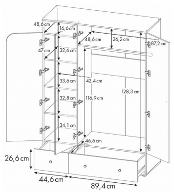 Шкаф платяной Polini Kids Disney Baby 101 Далматинец, белый. Фото №5