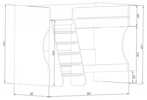 Кровать двухъярусная Р438 Капризун 3, древесина коричневая светлая дуб. Фото №5