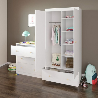 Шкаф платяной Polini kids Fun 890, белый. Фото