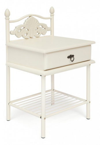 Тумба прикроватная CANZONA металл/гевея, 51х43х82см, white (белый). Фото №1