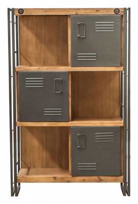 Шкаф Secret De Maison CITY ( mod. CTY L03 ) 3 двери, металл/дерево акация, 90х35х140см, коричневый дым (smoke brown B034). Фото