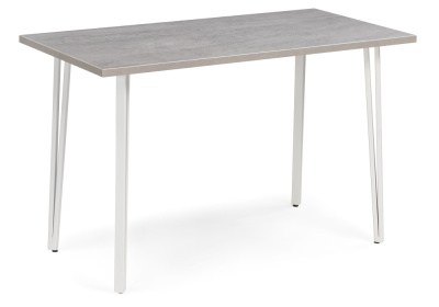 Стол деревянный Денвер Лофт 120 25 мм бетон / белый матовый фото Стол деревянный Денвер Лофт 120 25 мм бетон / белый матовый. Фото №2