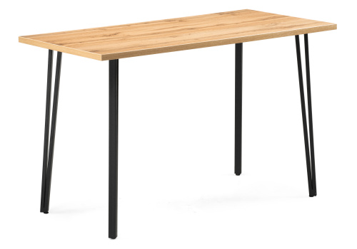 Стол деревянный Денвер Лофт 120 25 мм дуб вотан / черный матовый. Фото №1