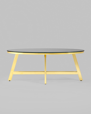 Журнальный стол 100*50 АЛЬБА золото стекло черное. Фото