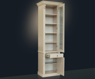 Шкаф для книг 1-ств. с зеркалом и стеклянными полками  Б5.15-5. Фото