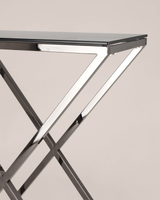 Консоль ИНСИГНИЯ 115*30 сталь темный хром стекло smoke фото Консоль ИНСИГНИЯ 115*30 сталь темный хром стекло smoke. Фото №5