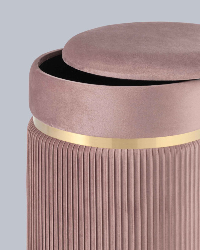Пуф Миранда с ящиком велюр розовый. Фото №5